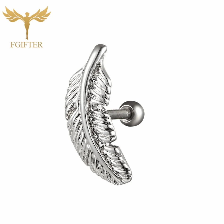G23titan New Fashion Rose Gold Color Angel Feather Cartilage Earrings Ear Tragus Helix Piercing For Women Men Body Jewelry - Окраска металла: Anchor Ear Tragus
