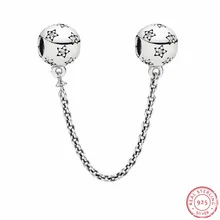 Безупречное качество 925 пробы серебро Мерцающая звезда безопасности цепи с четкими CZ DIY Fit Пандора Подвески для изготовления ювелирных изделий SF009