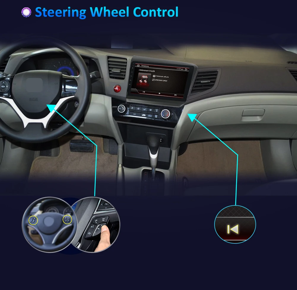 Top Car Multimedia Player Android 9.0 Fit For Honda civic 2012-2015 2din car radio gps navigation Bluetooth OBD DAB 4G Wifi SWC Map 43