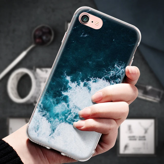 Чехол для iPhone 4, 4S, 5, 5S, SE, 6, 6 S, 7, 8 Plus, X, XR, XS Max, TPU, Fundas, защита от солнца, пляжа, морской воды, океанских волн, силиконовый чехол для телефона