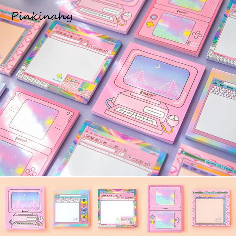 

4 X Kawaii Computer game machine shape Sticky Notes Memo Pad School Supplies Planner Stickers Paper Bookmarks Stationery