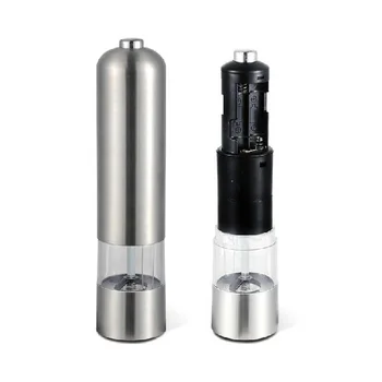 

Free Shipping Stainless Steel Electric Salt and Pepper Mill Grinder Muller Kitchen Tool 5.2x22cm W8713