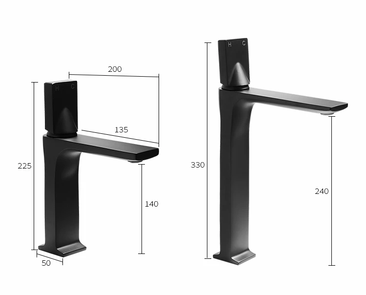 Черный Ванная комната кран Одной ручкой на бортике Водопад водопроводной воды холодной и горячей смеситель для Ванная комната раковина