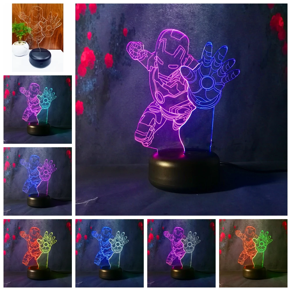 2018 Marvel Heroes Mix 3d Night Lights Iron Man Cool LED Acrylic Board