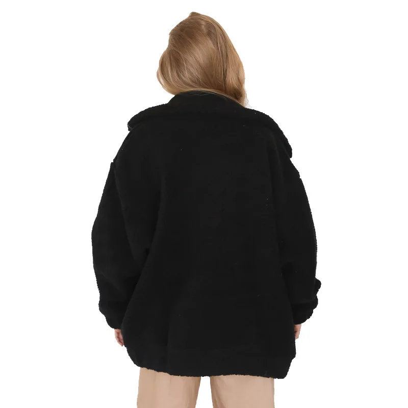 Зимняя уличная стильная повседневная куртка женская теплая мягкая Осенняя меховая Толстовка Свободные куртки пальто с карманом плюшевый мех верхняя одежда пальто