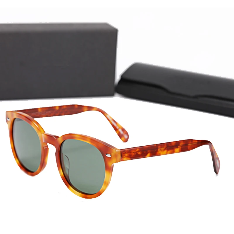Модные круглые солнцезащитные очки es Мужские поляризационные Винтажные Солнцезащитные очки для ночного вождения желтые янтарные оправы анти UVA Анти UVB очки - Цвет линз: Amber vs green