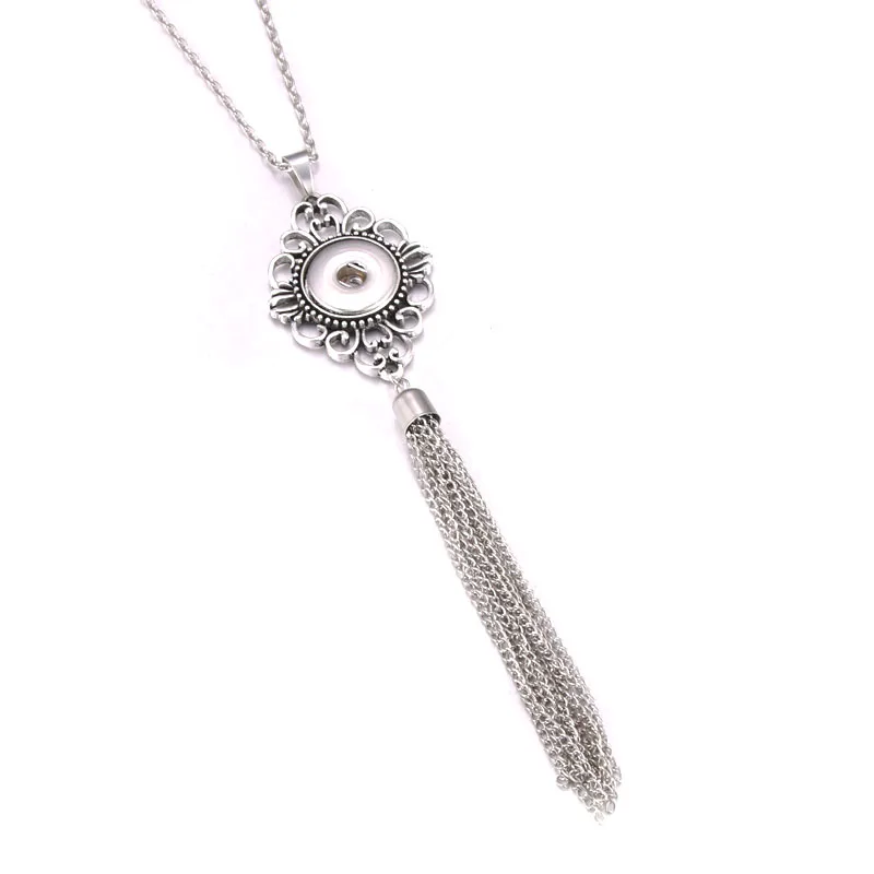 Новинка, ожерелье с серебряной кисточкой, длинное Стильное ожерелье с бабочкой и крестом, ожерелье с цепочкой, 18 мм, 20 мм, ювелирное изделие на кнопке - Окраска металла: 10