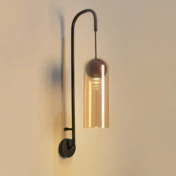 

Modern LED Wall Light Fixtures Bedroom Lamp Nordic Glass Wall Lights For Home Lighting Fashion Iron Lampara Pared Wood Wandlamp
