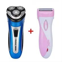 Rechargeable Electric Shaver 3D Triple Floating Blade Heads Shaving Razors+Washable Lady Shaver Face Facial Body Hair Removal