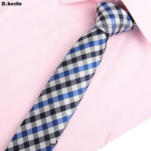 Мужской синий клетчатый галстук, классический галстук для жениха, галстук для шеи, узкий галстук унисекс, деловой узкий галстук для свадебной вечеринки SK211