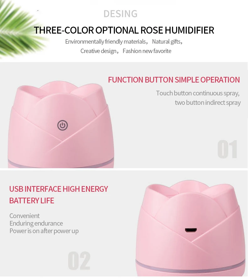 EXPED SMART New rose USB mini air humidifier small car air purifier creative models
