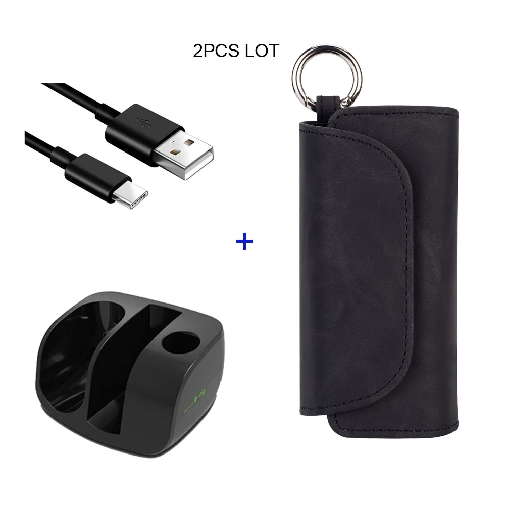 JINXINGCHENG 4 цвета флип двойной Обложка книги для технология Iqos 3,0 чехол сумка держатель для кожаного чехла с зарядное устройство 3 зарядки - Цвет: Черный