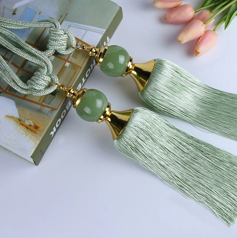 1 pair Exquisite jade bind Ball Curtains Tieback Curtain Decorative Accessories for Window Decoration Modern Tassel | Дом и сад