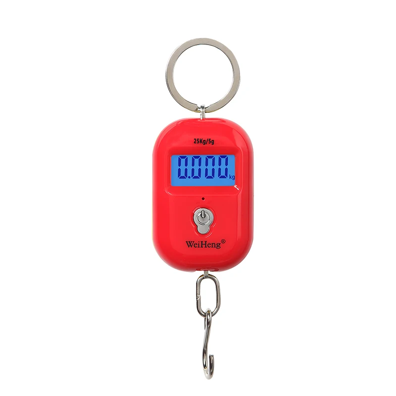 25kg Mini Digital Electronic Luggage Scale Portable Suitcase Scale Handled Travel Bag Weighting Fish Hook Hanging Scale - Цвет: Red