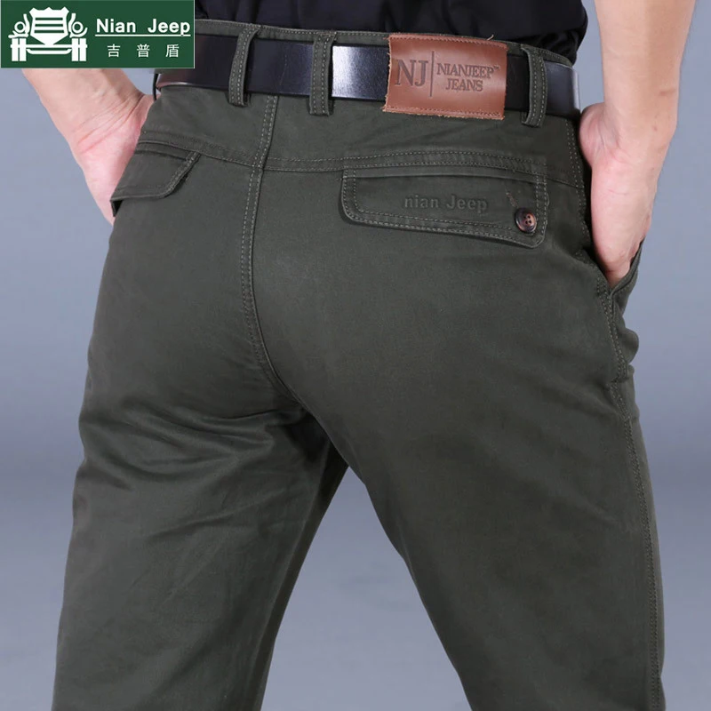 

NIANJEEP Brand Men's Cargo Pants 100% Cotton Military Casual Long Pants men pockets Baggy Mens Army joggers Sweatpants 8565