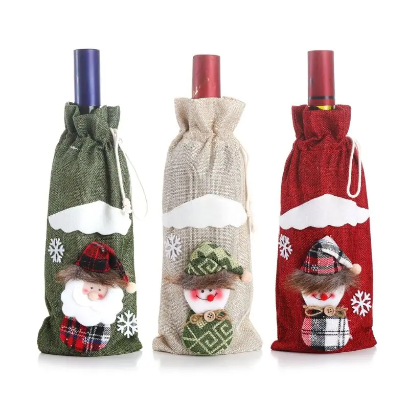 

Wine Bottle Covers Bags for Table Holiday Gift Bag Christmas Hostess Decoration