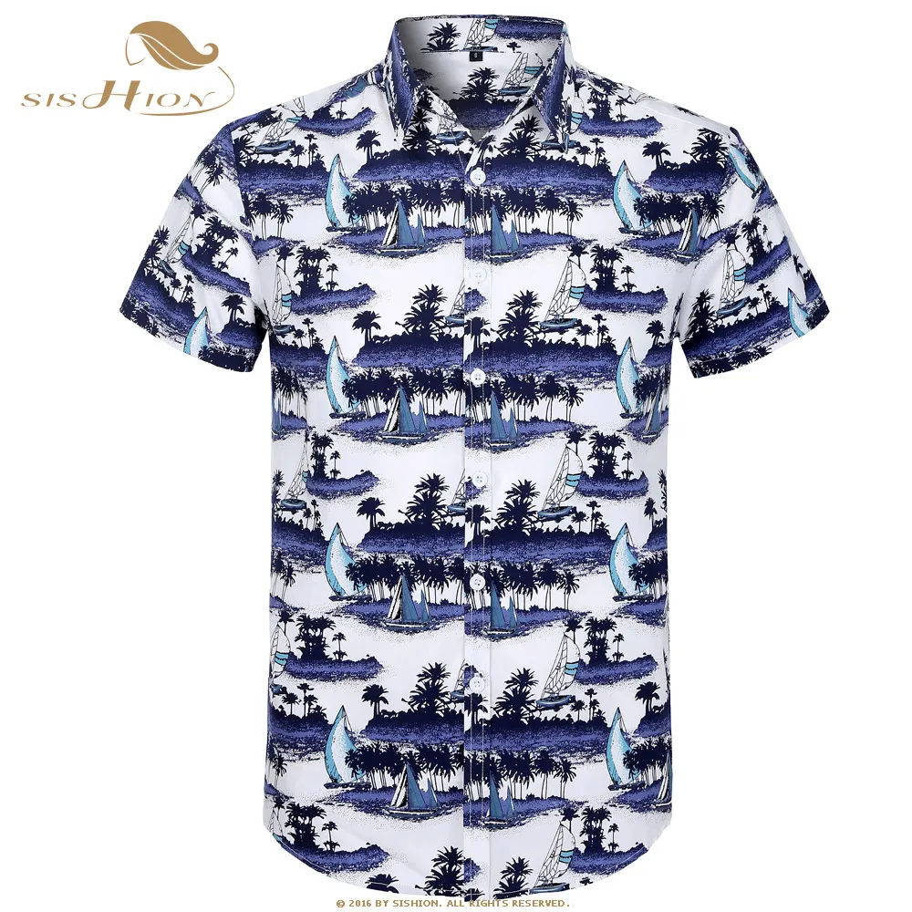 

SISHION Cotton Men Shirt 2024 Summer Islands Beach Hawaiian Shirt Men Casual Short Sleeve Hawaii Shirts MS0006 Chemise Homme