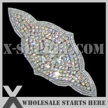 20 шт./партия) Свадебная металлическая аппликация из горного хрусталя бисерная нашивка для свадебное платье под заказ украшение, X1-RAT2208
