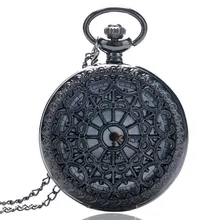 ^*Best Offers Vintage Black Spider Web Pocket Watch with Chain Necklace Pendant Steampunk Hour Antique Style Gift P242