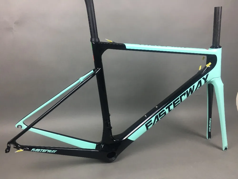 Top light blue 2018 TAIWAN FASTERWAY classic carbon road frameset UD weaves carbon bike frame:Frameset+Seatpost+Fork+Clamp+Headset 11