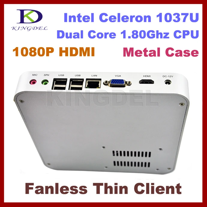  Intel Celeron CPU, Metal Case Thin Client Computer, Fanless Mini PC,  2GB RAM+500GB HDD, Double WiFi Antenna 
