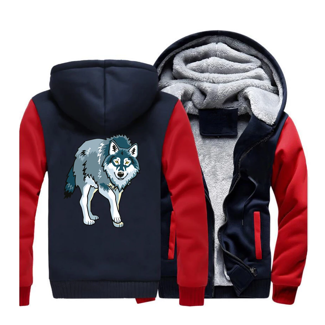 

Animal Wolf Casual Mens Hoodies 2019 Spring Warm Fleece Jackets Harajuku Hooded Men Sweatshirt Hip Hop Streetwear Male Coat CM01