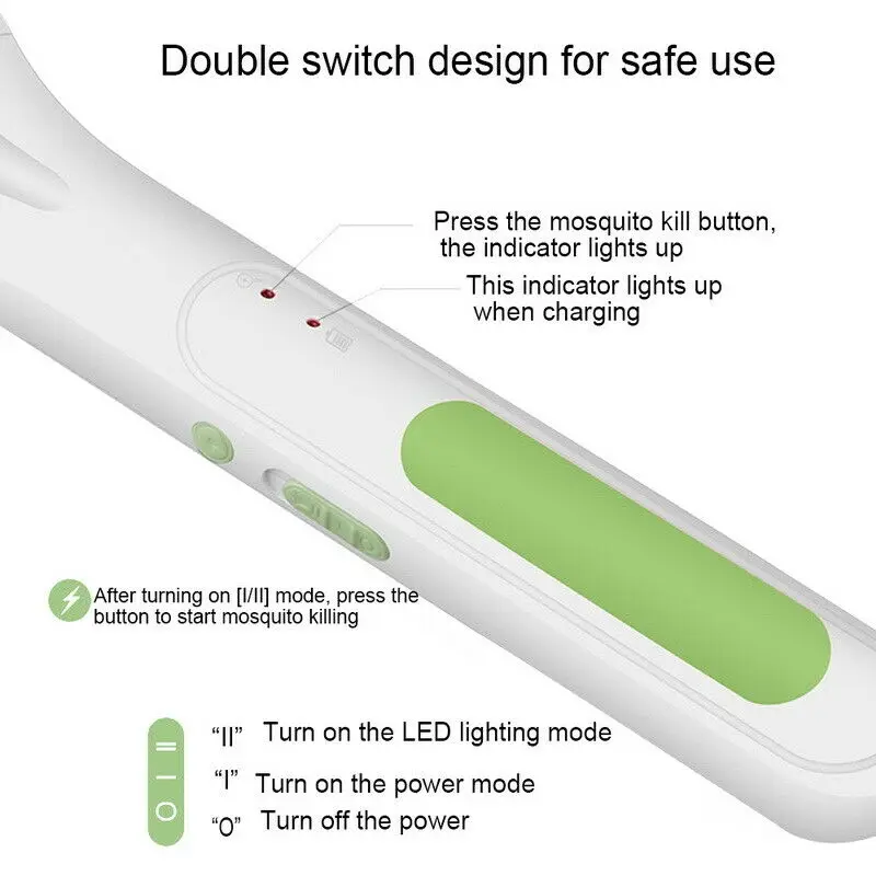 Электрическая ловушка для комаров USB перезаряжаемая противомоскитная ракетка Zapper батарея бытовой вредитель от насекомых мухобойка с светодиодный свет