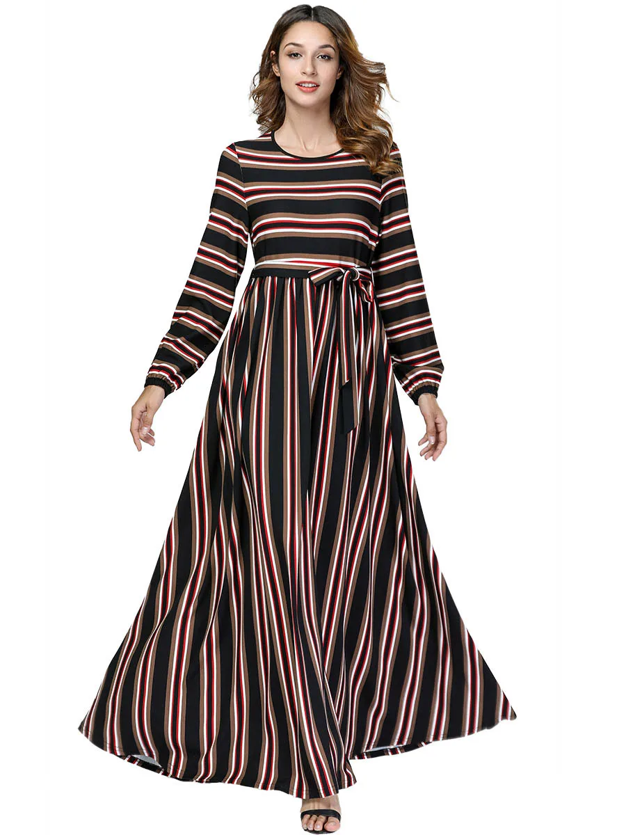 striped maxi dress long sleeve