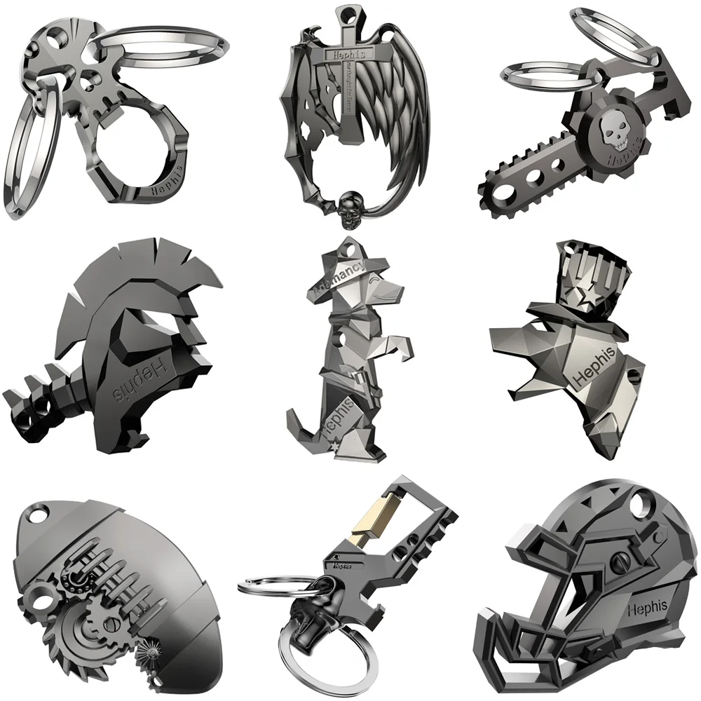 

Hephis High End Car Key Chain Skull Dog Football Keychain Multi Function Bottle Opener And Tape Cutter Key Rings For Men Gifts