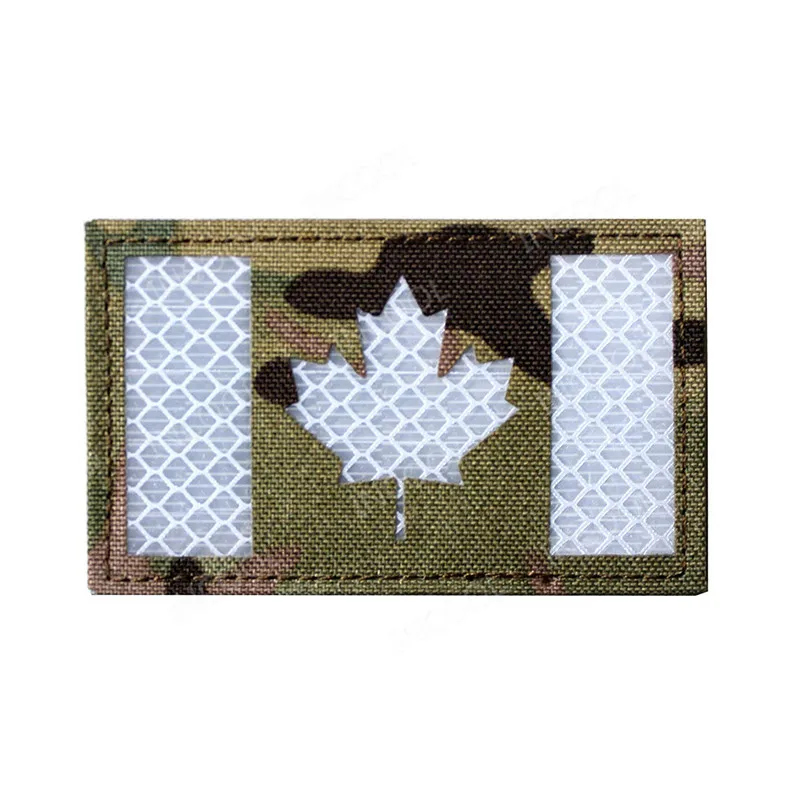 ПВХ светоотражающие канадский флаг канадские флаги IR патчи Военная Тактическая Боевая нашивка резиновая Байкерская застежка Значки для кепки одежды
