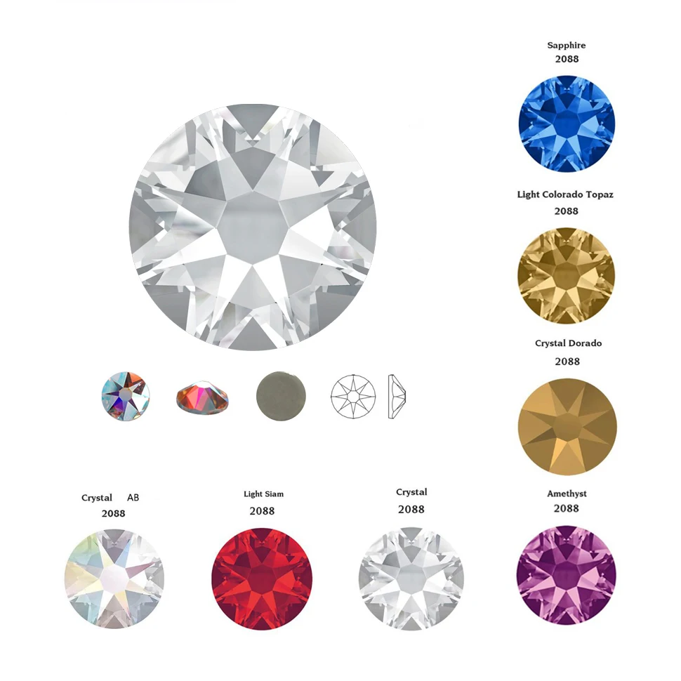 6A 2078 Горячая фиксация 8 большой 8 smal кристалл мульти Радуга стразы стекло горячей фиксации Стразы камень кристаллы AB железо на одежду
