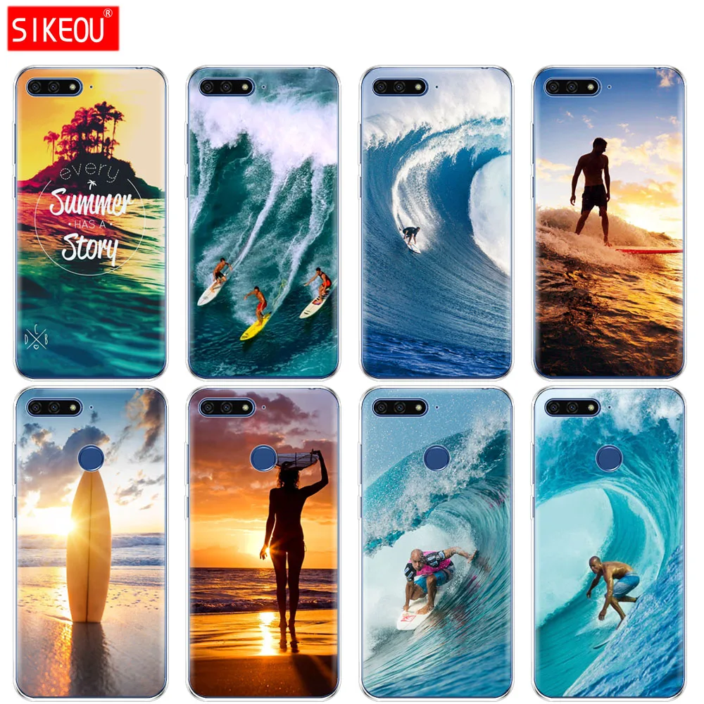 Силиконовый чехол для телефона Huawei Honor 7A PRO 7C Y5 Y6 Y7 Y9 2017 2018 Prime Sea wave surf summer