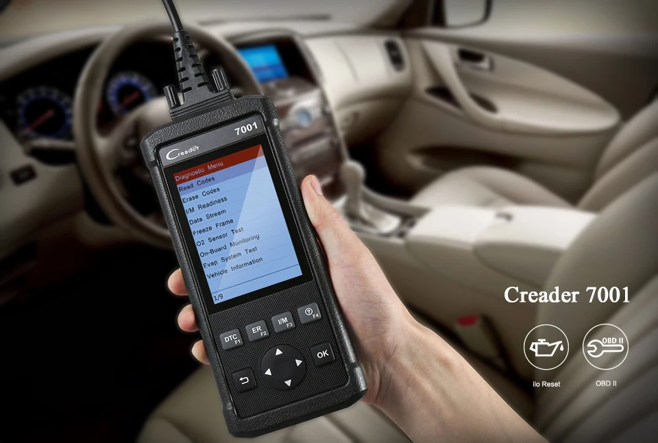 Launch CReader 7001 OBD2/EOBD сканер Авто диагностические инструменты 7001 OBDII считыватель кода печать данных через ПК и сброс масла для 61 автомобилей