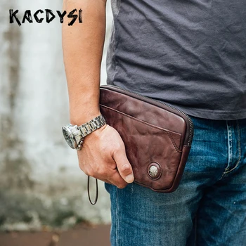 

Designer Original Genuine Leather Retro Men's Clutch Bag Large Capacity Wallet Top Quality Organizer Wallet Fashion Day Clutches