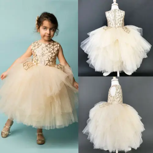 Pudcoco/ платья для девочек; костюм принцессы; Одежда для младенцев; Детские карнавальные вечерние платья-пачки золотого цвета