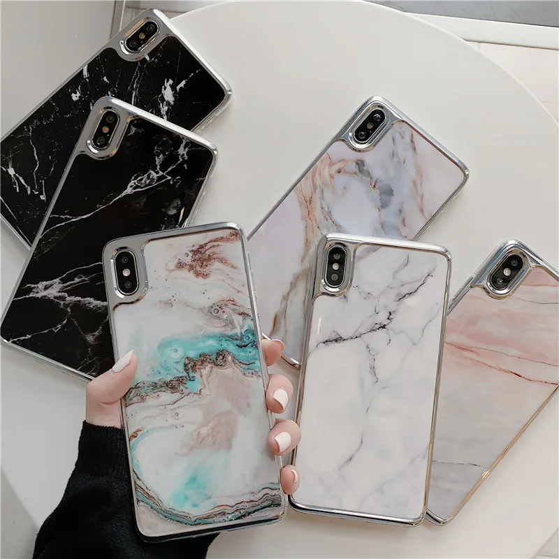 

ZRICKIE Luxury Soft TPU Case For iPhone X XR XS Max Marble Hot Stamping Bling Cover For iPhone 6 6S 7 8 Plus Phone Cover Case
