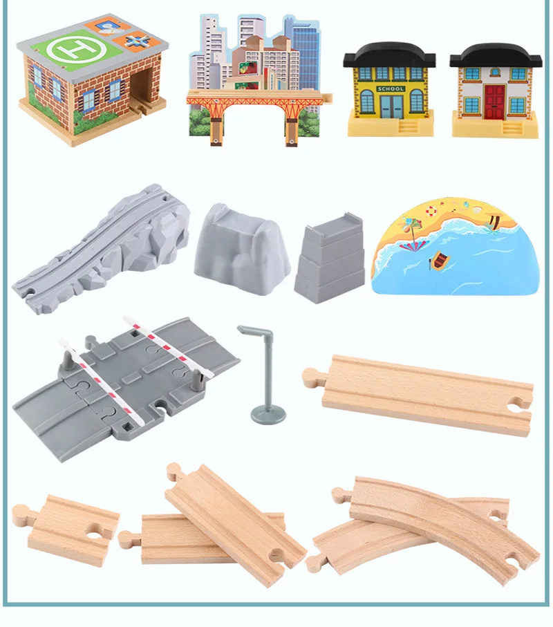 Магнитный деревянный литье под давлением Brio поезд трек набор и станция Мост Аксессуары железнодорожная модель игрушечный транспорт игрушки для детей