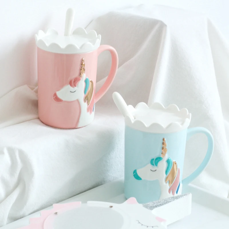 

Unicorn Mug Rainbow Horse Unicorn Mugs Cup Cuteness 3D Unicorn Ceramic Coffee Mug Gold Stereo Cute Unicorn Cups