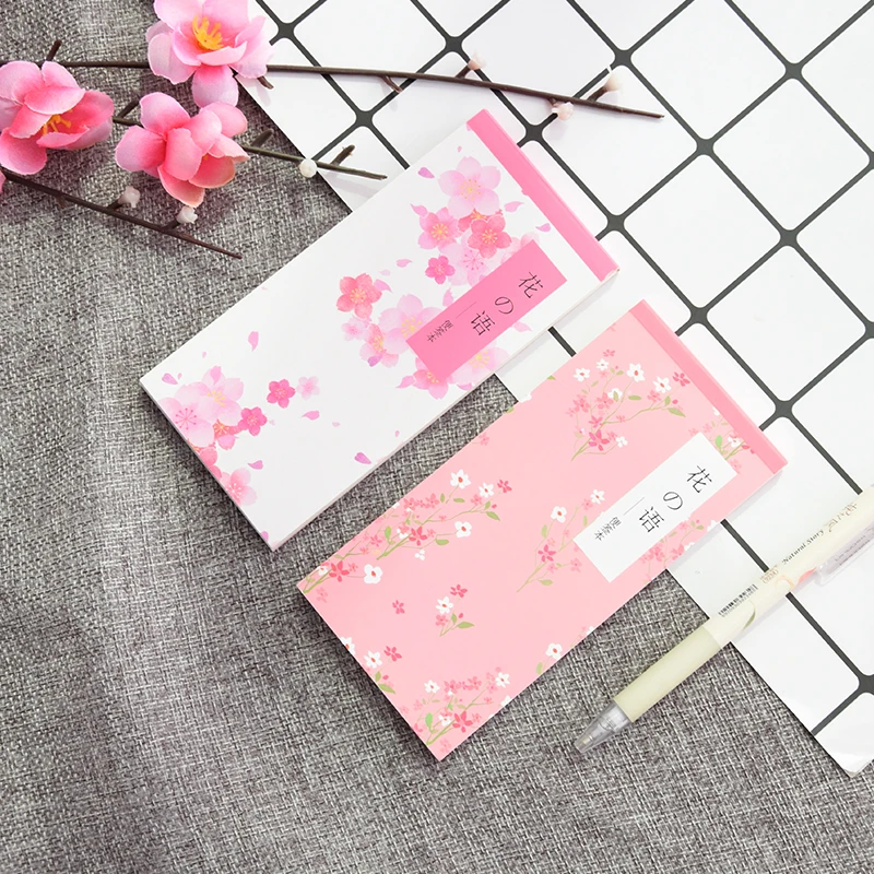 

4 pcs Japanese Small Fresh Note Book Beautiful Sakura Story Sticky Note Cute Flower Portable memo Notepad school office supplies