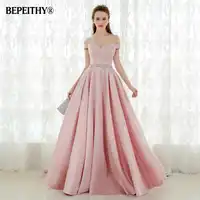 Vestido De Festa A-line Long Evening Dress Vintage Off The Shoulder Prom Dresses Crystal Belt Robe De Soiree 2019