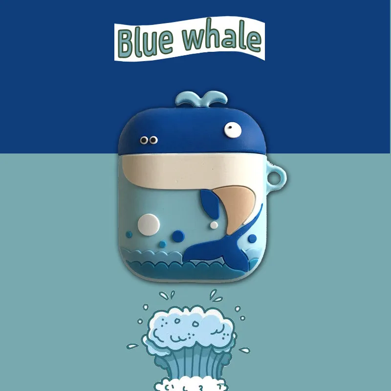 

Cartoon Whale dinosaur Earphone Case For AirPods Protective Cover Accessories soft silicon Case for Apple Airpods Charging Bags