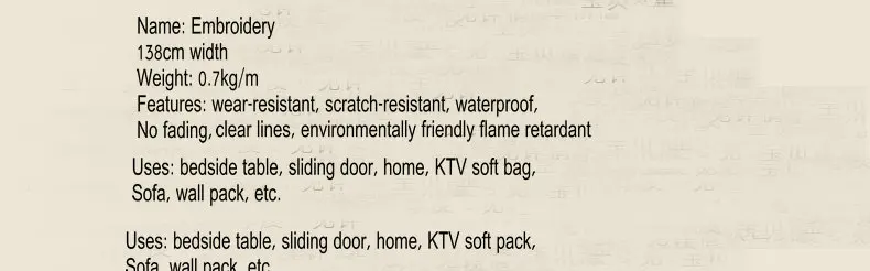  Embroidered soft pack leather fabric sponge European bedroom bed backrest sliding door decoration T