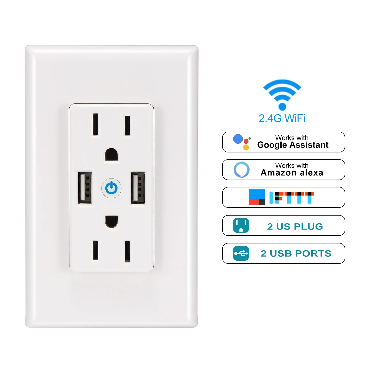Intelligent WIFI Wall Socket Tempered Wall Outlet Power Outlet 100-24 