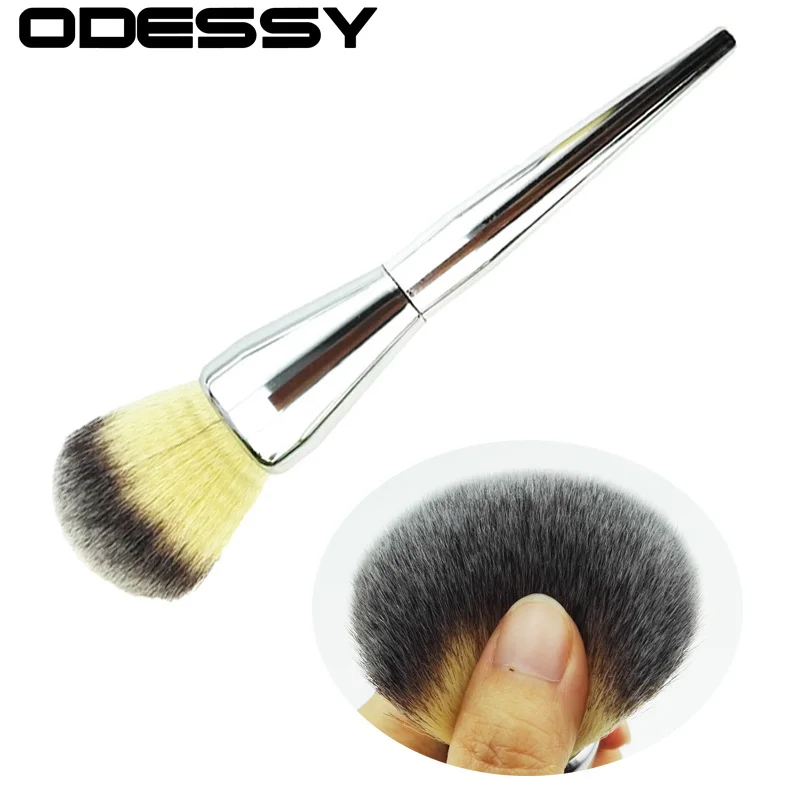 1PC Large Silver Round Fluffy Loose Makeup Brush Blush Tool Cosmetic ...