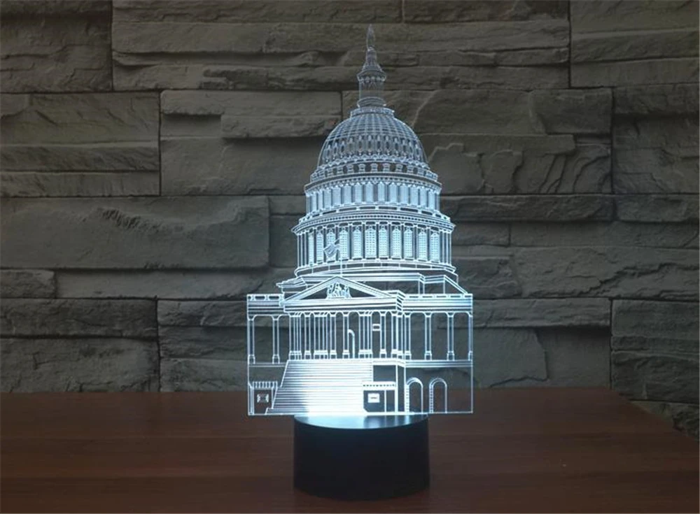 

2016 Novelty 3D Decor Bulbing Light LED USA White House building LED Lighting Gadget Home Table Lamp Nightlight for Child Gift