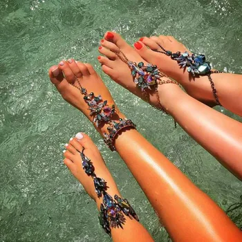 

Best lady Flower Ankle Bracelet For Beach Vacation Sandals Sexy Leg Chain Female Boho Crystal Anklet Statement Jewelry 3157
