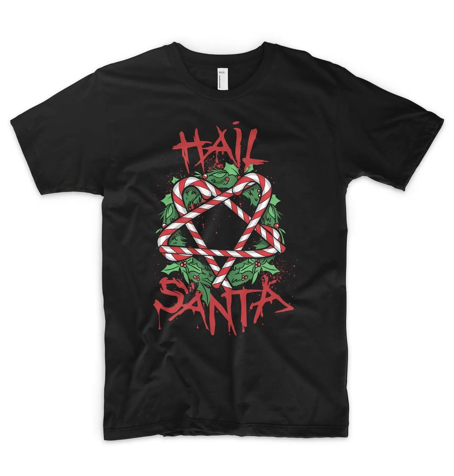 

Hail Santa Claus T Shirt Funny Satan Pentagram Merry Christmas Xmas Metal Rock Cool Casual pride t shirt men Unisex New