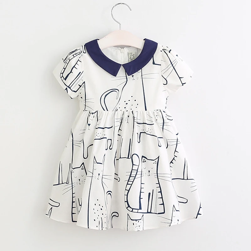 Spring Girl Clothes Kids Cartoon Cat Dress 2017 Girls Dress vestidos Children Dress