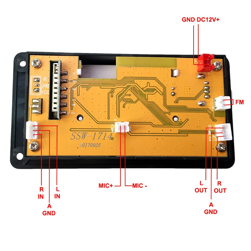 DC12V MP3 Bluetooth модуль WAV WMA SD/MMC рекордер FM радио песня светодиодный дисплей автомобиля аудио DIY Kit USB карт ридеры