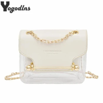 

Hot Women PVC Bag Mini Clear Jelly Handbags Messenger Bags Girls Shoulder Bag Female Chic Chain Crossbody Bags Summer 2020